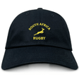 Nations of Rugby South Africa Dad Cap 24 by EMB Alpha Broder with South Africa rugby logo embroidered design in yellow.