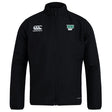 The EMB Canterbury Siena College Club Track Jacket is a lightweight black jacket featuring a high collar, Canterbury logo on the left chest, and "Siena Rugby" on the right. Made from quick-drying material, it's ideal for active lifestyles.