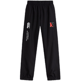 Northeastern University Rowing Cuffed Hem Stadium Pant by EMB Canterbury in black, featuring an elastic waistband and cuffed hem, adorned with the "Canterbury of New Zealand" logo and a red "N" patch.