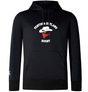 Introducing the Ventura Outlaws Rugby Club Lightweight Hoodie by Canterbury, brought to you by WRS Canterbury. This black hoodie features the text "Ventura Outlaws Rugby" and a striking image of a masked cowboy with a hat in white and red emblazoned on the chest. Designed for comfort, it also includes a handy kangaroo pocket.