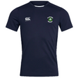 Navy blue dry tee named "Clover Blue Eagles Club Dry Tee by Canterbury," showcasing the "Clovers Rugby" logo and WRS Canterbury emblem on the chest, ideal for members of the Clover Blue Eagles Club.