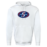 Stormers 60/40 Pullover Hoodie by WRS Augusta, a white fleece hooded sweatshirt adorned with a striking blue and red "Stormers" logo on the chest, pays tribute to the renowned South Africa Stormers rugby team.