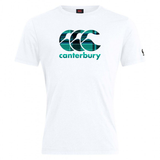 The Canterbury CCC Tartan Club Plain T-Shirt from WRS Canterbury boasts a bold teal and black logo on the front, ideal for showcasing your rugby pride with a classic yet modern twist.