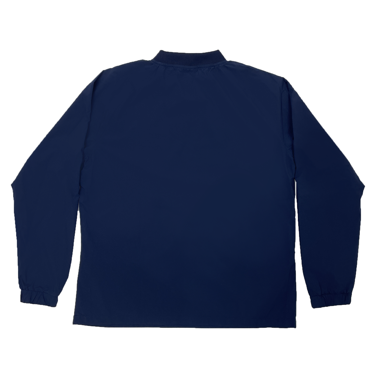 The Women's USA Rugby Weatherproof Top by Castore, showcased from the back in navy blue, features long sleeves and elastic cuffs, making it perfect for women's rugby apparel in bad weather.