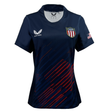 USA Rugby Women's 2024 Olympic 7's Jersey by Castore in dark blue, featuring red accents, an American flag on the right sleeve, a USA shield logo on the chest, and the Castore brand logo on the left chest.