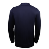 Back view of the USA Rugby Track Jacket by Castore, featuring a navy blue color with long sleeves and a collar.