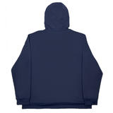 Back view of the USA Rugby Brush Back Overhead Hoodie by Castore in dark blue, featuring long sleeves and elastic cuffs, ideal for any USAR fan.