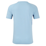 The back view of the Leinster 24/25 Rise Pro Players Training Tee by Castore, a plain light blue short-sleeve tee ideal for those looking to emulate Leinster Rugby style.