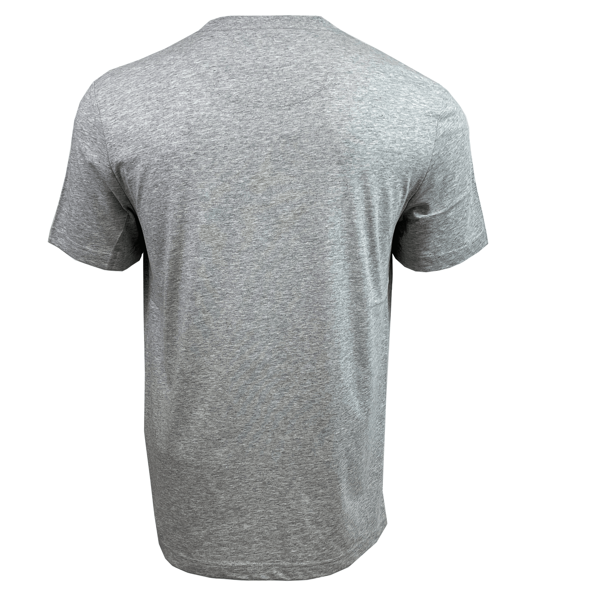 A plain gray short-sleeved T-shirt, featuring a subtle Canterbury USA Flag Logo Tee design, shown from the back.