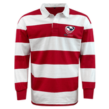 Striped long-sleeve relaxed fit USA Rugby Hooped Classic Jersey with an emblem on the left chest by EMB Mudoo.