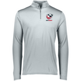 A men's grey USA Rugby 1/4 zip pullover with the logo of the Columbus Blue Jackets, by EMB Augusta.