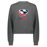 a grey sweatshirt with the usa rugby logo on it.