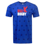 A blue USAR Five-Star Throwback Logo Tee by WRS LAT.