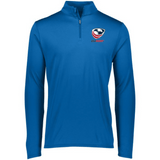 A men's blue USA Rugby 1/4 Zip Pullover with the EMB Augusta logo on the front.