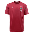 The England RFU Leisure Tee by Umbro is red.