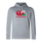 The WRS Canterbury Wales CCC Club Lightweight Hoodie is a gray polyester hoodie with a front logo in red and green, featuring a kangaroo and New Zealand mountain scene. This comfortable hoodie is perfect for any adventure.