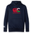 The WRS Canterbury Wales CCC Club Lightweight Hoodie is a navy blue, soft polyester design featuring a striking red and white logo on the chest, plus a small logo on the left sleeve.