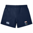 The Washington Renegades Women's Yokohama Short by Canterbury, in navy blue, is made from advanced Vapodri fabric for boosted performance. It showcases the Canterbury logo on the left thigh and a club crest on the right thigh, making it ideal for female rugby enthusiasts who value style and functionality.