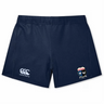 The Washington Renegades Women's Yokohama Short by Canterbury, in navy blue, is made from advanced Vapodri fabric for boosted performance. It showcases the Canterbury logo on the left thigh and a club crest on the right thigh, making it ideal for female rugby enthusiasts who value style and functionality.