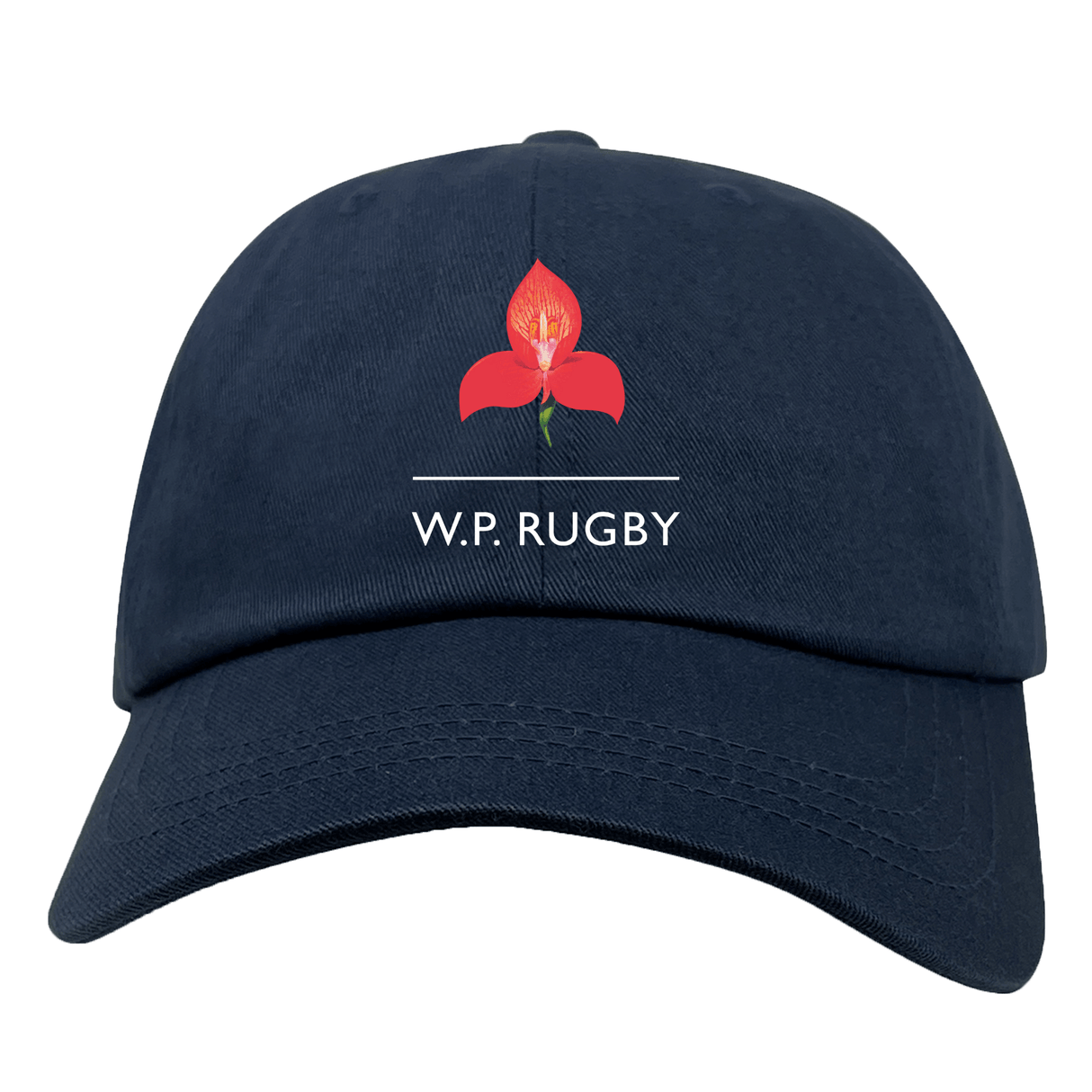 A Western Province Cotton Twill Dad Cap from EMB Alpha Broder with a flower on it.