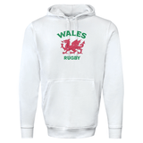 A comfortable hoodie featuring the words "Wales Rugby" in white, the Nations of Rugby Wales Rugby 60/40 Pullover Hoodie by WRS Augusta.