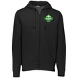 A Holy Trinity Rugby Fleece Full Zip Hoodie from WRS Augusta Sportswear, with a green logo, made of a cotton poly blend, ideal for fan wear.