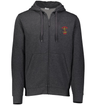 A WRS Augusta Rhode Island Rugby Club Fleece Full Zip Hoodie with a red and white crest on it.