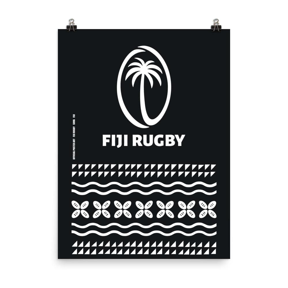 A PF LIC Fiji Rugby Fashion Poster displaying the words "Fiji Rugby" for rugby enthusiasts.