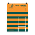 A vibrant Australia Wallabies rugby poster with a Wallabies Green Stripe Poster of PF LIC.