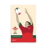 A Wales 'Rugby Catch' Poster by PF LIC, featuring a rugby player catching a ball.