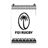 A PF LIC Fiji Rugby Tradition poster featuring the word "Fiji Rugby".