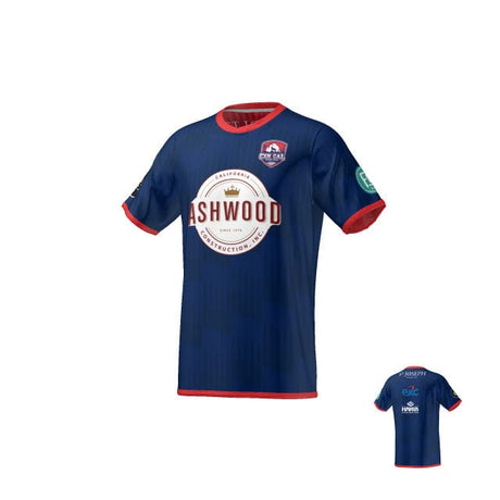 Blue and red reversible sports jersey featuring "Ashwood" and "CWC" logos, available in adult sizes from Teamatical's CenCal collection.