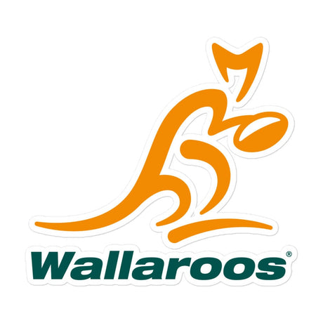 The Wallaroos Rugby Sticker, featuring PF LIC stickers and adhesive, is displayed on a white background.