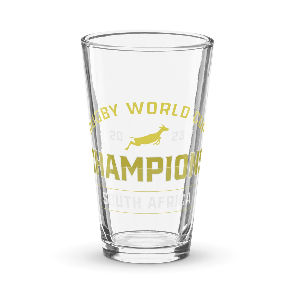 Celebrate the victory of South Africa, the RWC 23 Champions, with this sleek PF LIC Pint Glass - South Africa RWC 23 Champions.