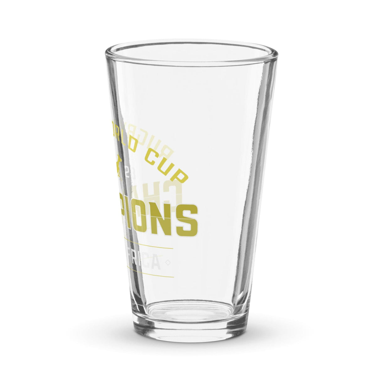 A PF LIC South Africa RWC 23 Champions Pint Glass, representing the victorious team of the Rugby World Cup.