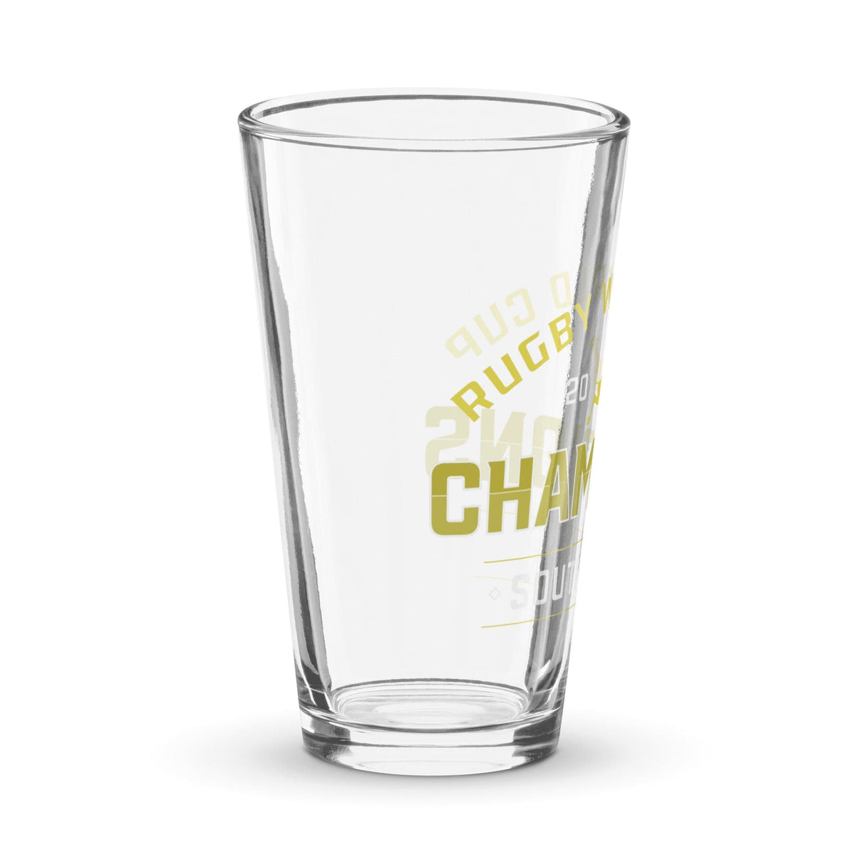 A PF LIC pint glass celebrating South Africa's triumph as RWC 23 Champions.