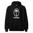 A PF LIC Fijiana White Logo Hoodie with the word Fijiana Rugby on it.