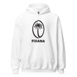 A white PF LIC Fijiana Black Logo Hoodie.