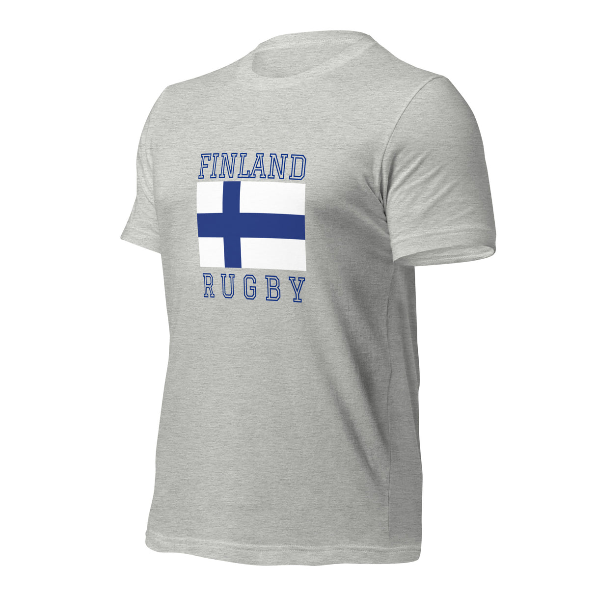 The PF LIC Finland Rugby Cotton T-Shirt is a lightweight gray tee featuring "Finland Rugby" text and a Finnish flag design on the chest.