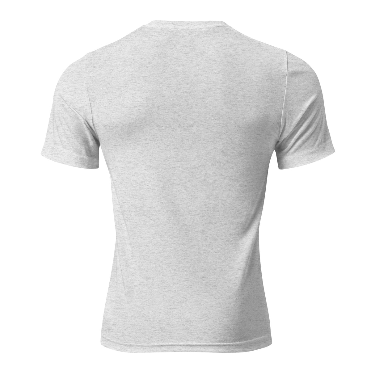 Back view of a PF LIC Ukraine Rugby Circle T-shirt in light gray, showcasing a super soft fabric and vintage fitted look against a white background.