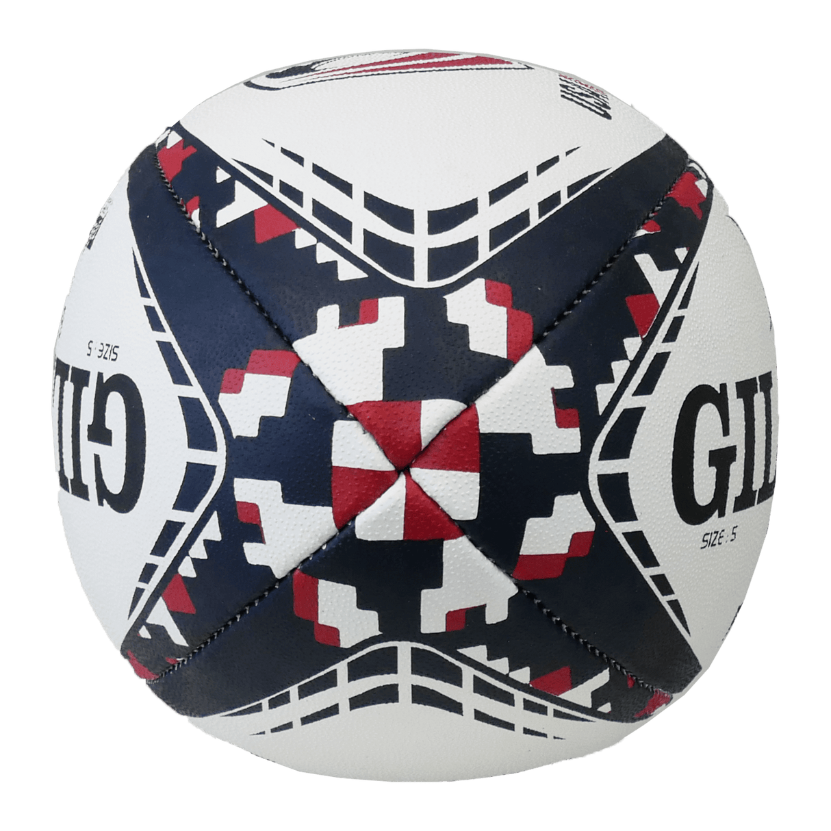 A white and red USA Rugby G-TR4000 Digi Camo Ball by Gilbert with the word gilga on it.