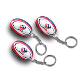 A set of 3 USA Rugby soft miniature ball with metal Keyrings 