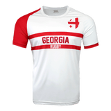 Nation of Rugby Georgia shirt in red and white front has flag crest on the chest