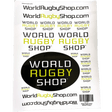 World Rugby Shop stickers on a sheet.