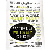 World Rugby Shop stickers on a sheet.