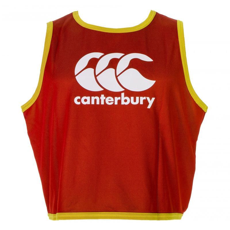 Red Side of Reversible Flag Rugby Bib With White Canterbury Logo