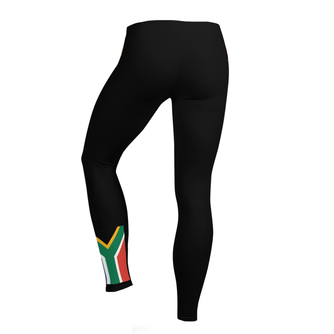 "A woman's South Africa Small Flag Leggings."