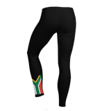 "A woman's South Africa Small Flag Leggings."