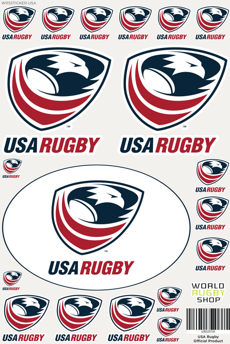 USA Rugby sticker sheet with multiple stickers.