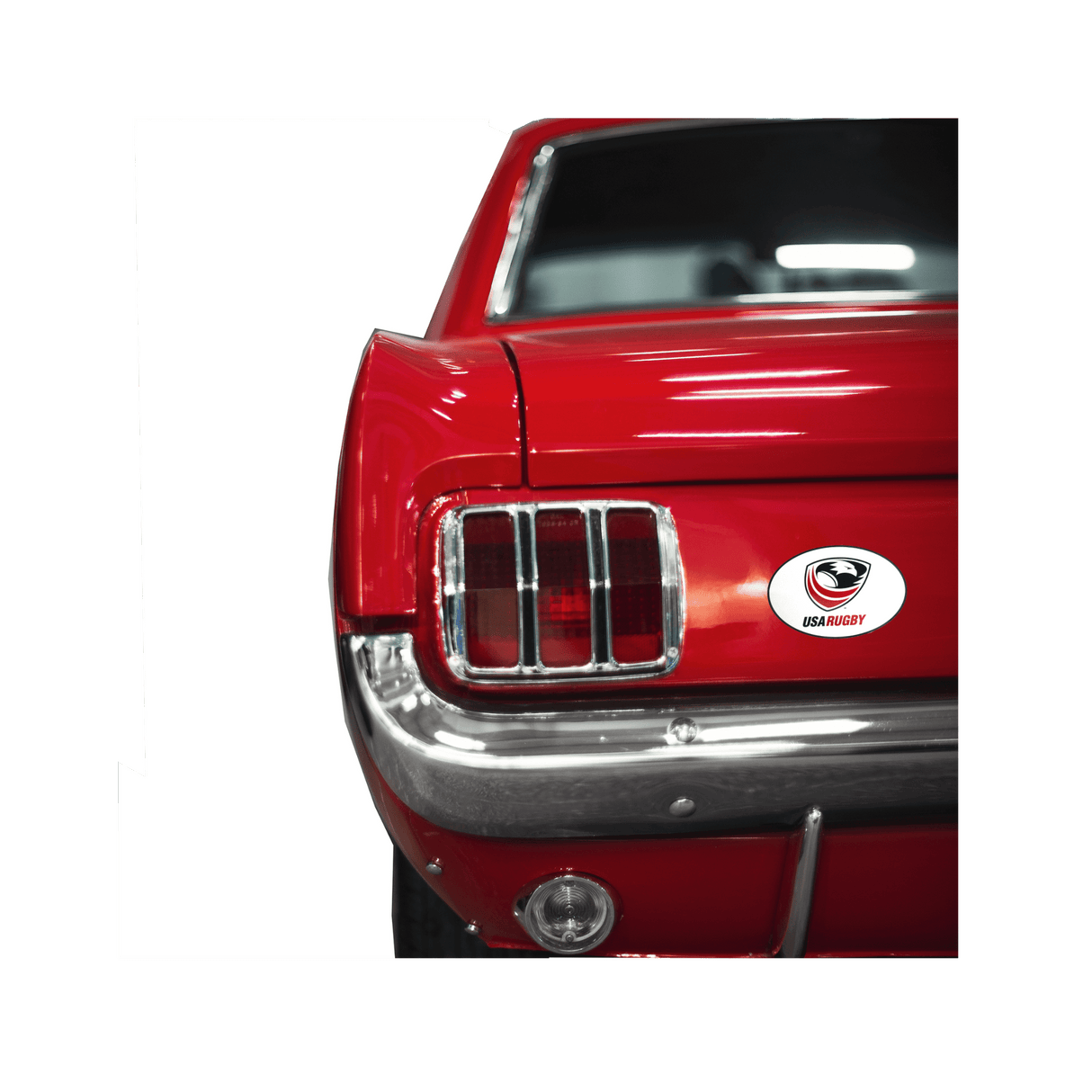 a red World Rugby Shop truck with a chrome USA Rugby Sticker Sheet - 19 Stickers grille.